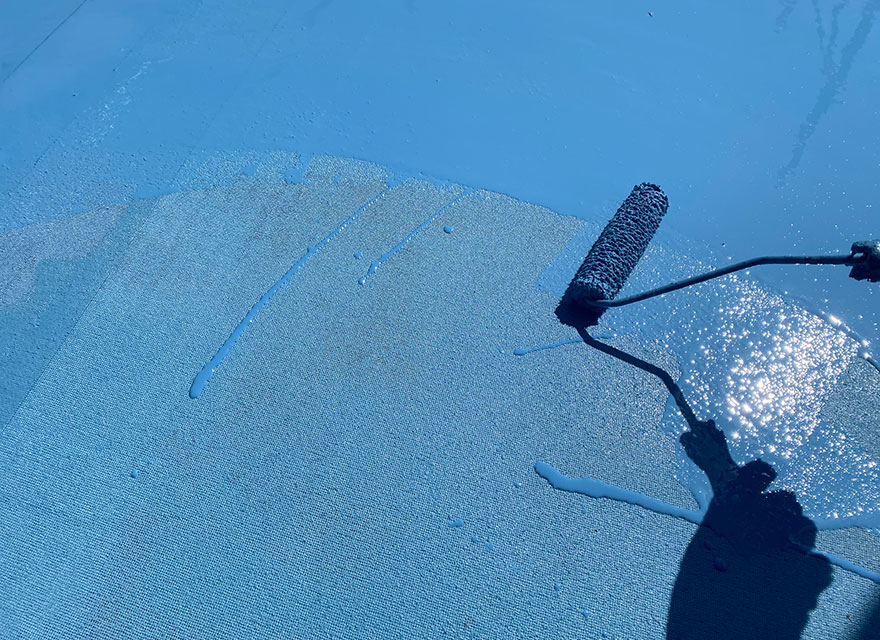 ウレタン塗膜防水一層目・二層目・トップコート塗布