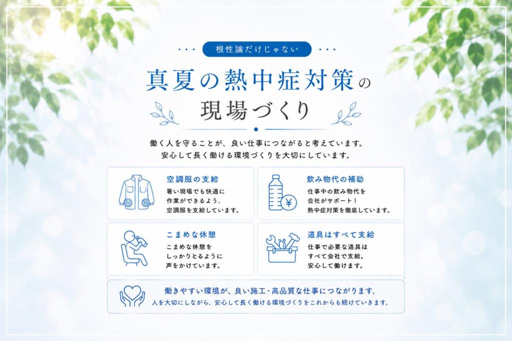 真夏の熱中症対策の現場づくり