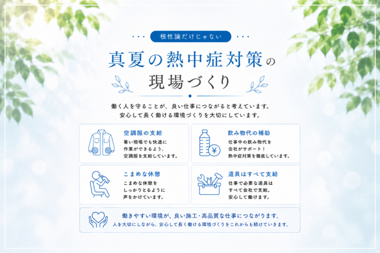 真夏の熱中症対策の現場づくり