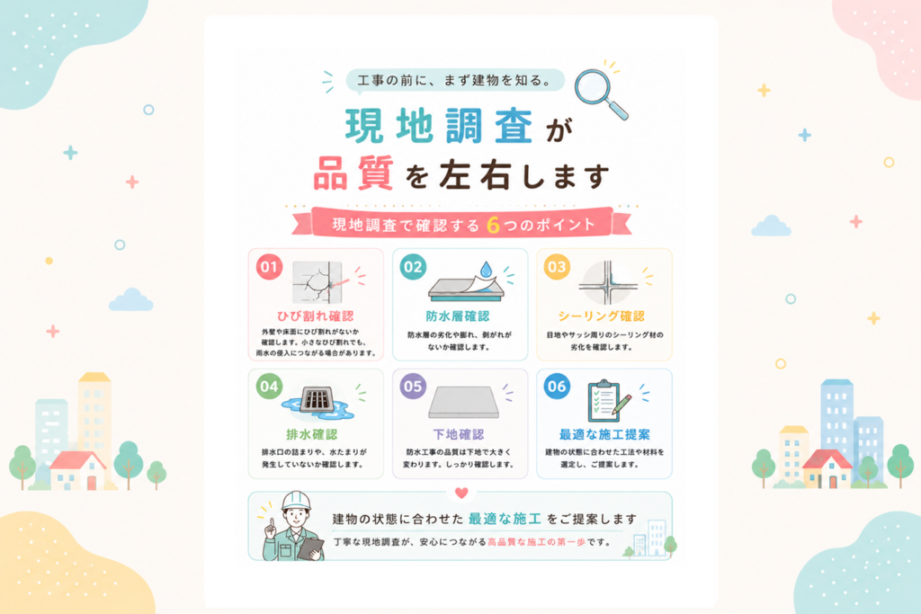 現地調査が品質を左右します